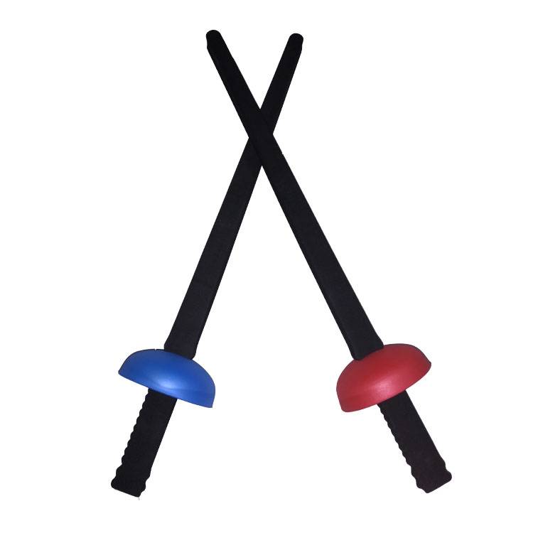 The heavy sword is red and blue