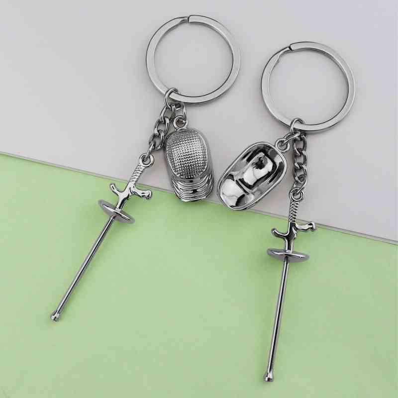 Creative small gift fencing keychain pendant pendant Paris souvenirs flower sword sword sword sword heavy sword sports small pendant