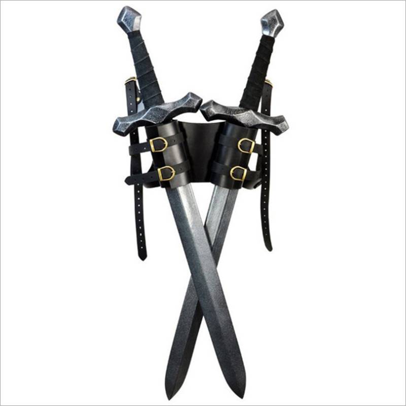European and American style medieval literary retro style doubles weapon strap PU cortex knife scabbard outdoor fencing