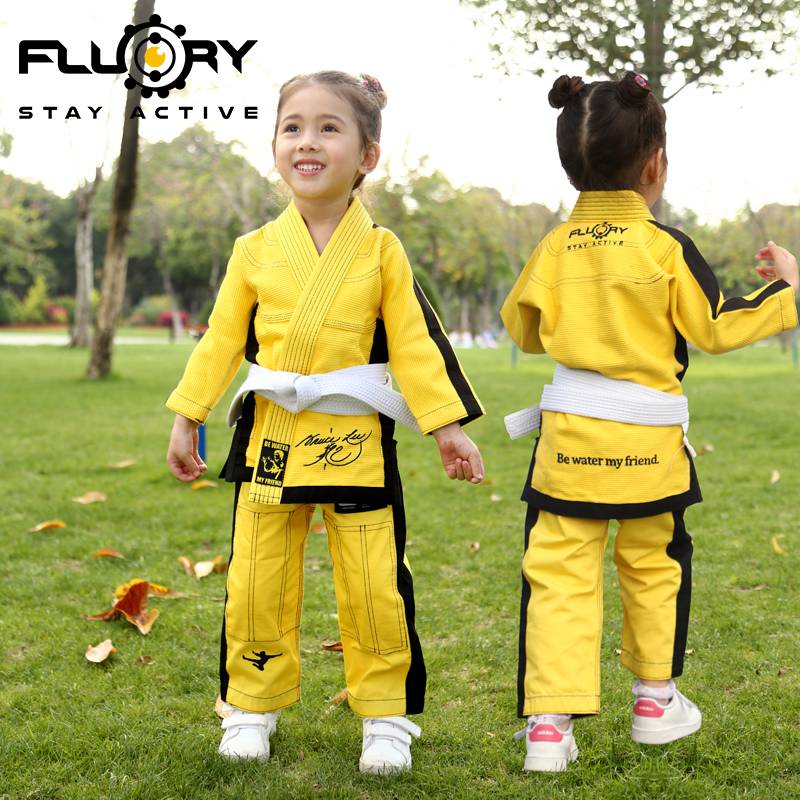Fluory fire base Brazil Jiu -Jitsu drooling men and women cute embroidery bjj gi Judo clothing children's professional training suit