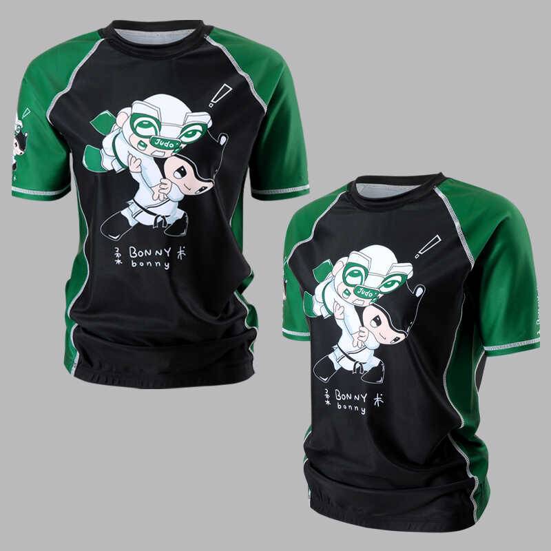 Short -sleeved Brazil Jiu -Jitsu anti -wear and breathable new men's and women's same quick -drying tight body jacket BJJ training fighting fitness