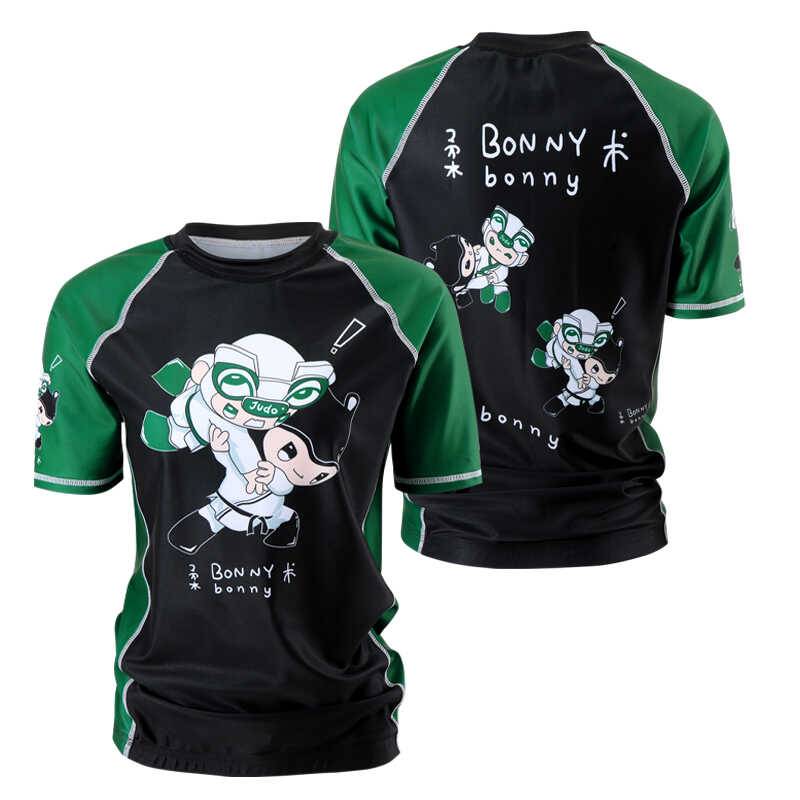 Short -sleeved Brazil Jiu -Jitsu anti -wear and breathable new men's and women's same quick -drying tight body jacket BJJ training fighting fitness