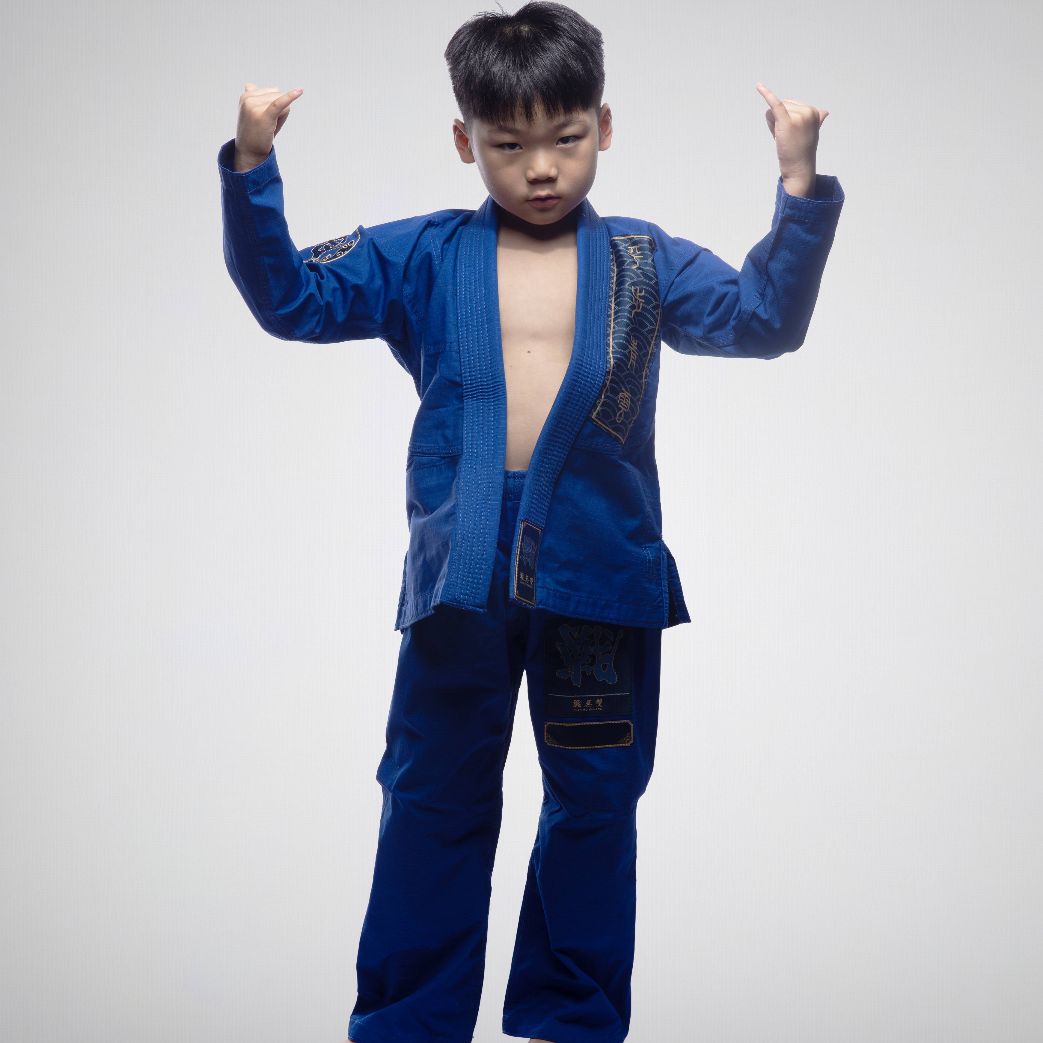 Warriors Guofeng Design Pingbu Qingyun Brazil Jiu -Jitsu Dao Children's Ultra -thin Summer Training