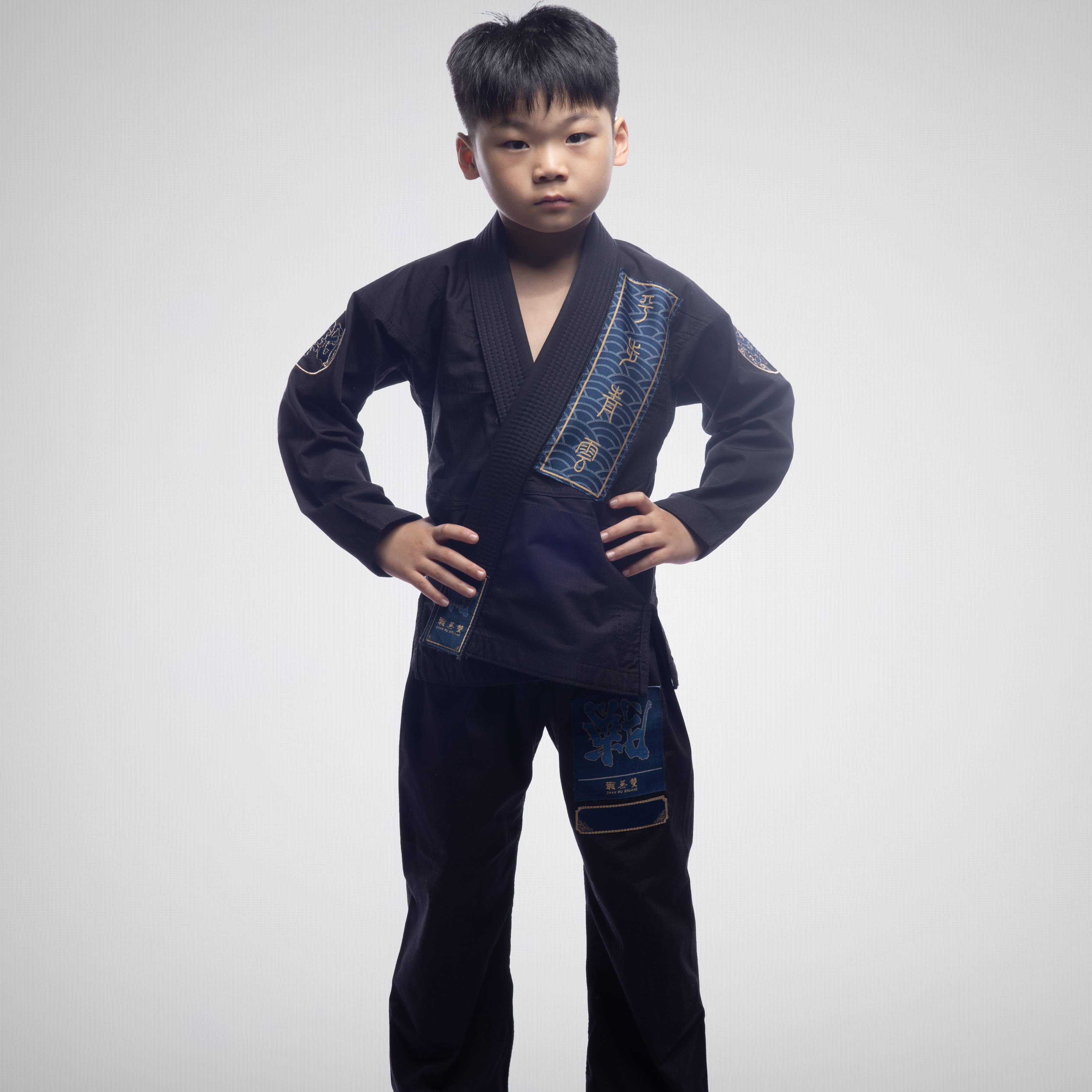 Warriors Guofeng Design Pingbu Qingyun Brazil Jiu -Jitsu Dao Children's Ultra -thin Summer Training