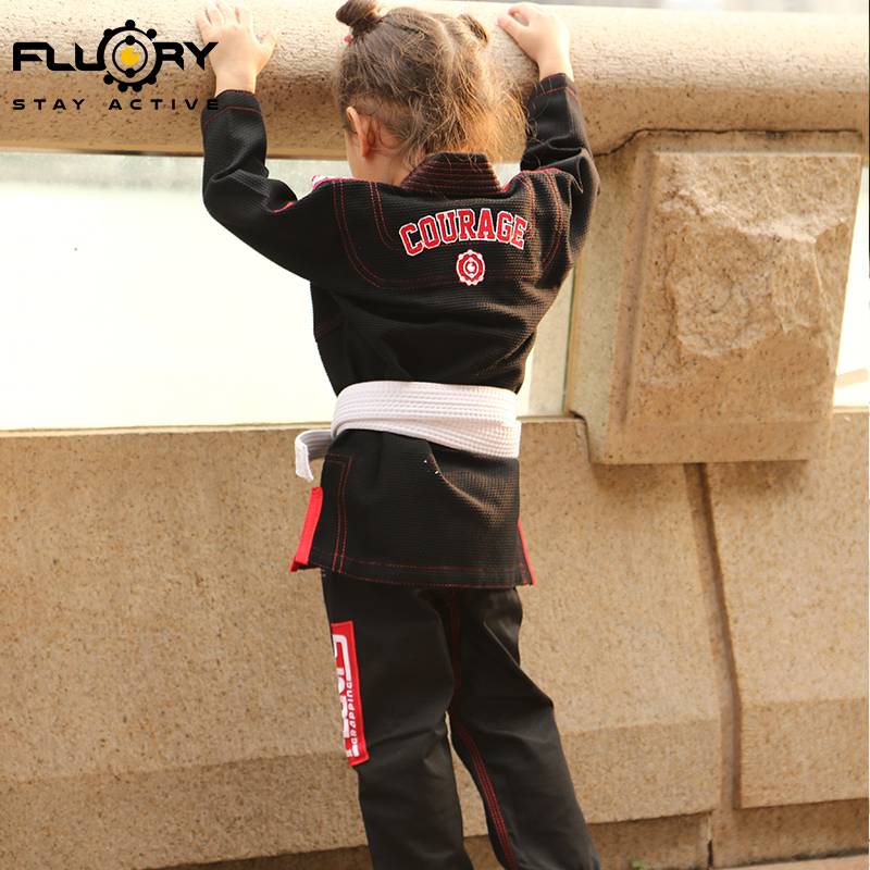 Fluory Fire Blood Brazil Jiu -Jitsu Taoist girl cute embroidery bjj gi Judo clothing professional training service children