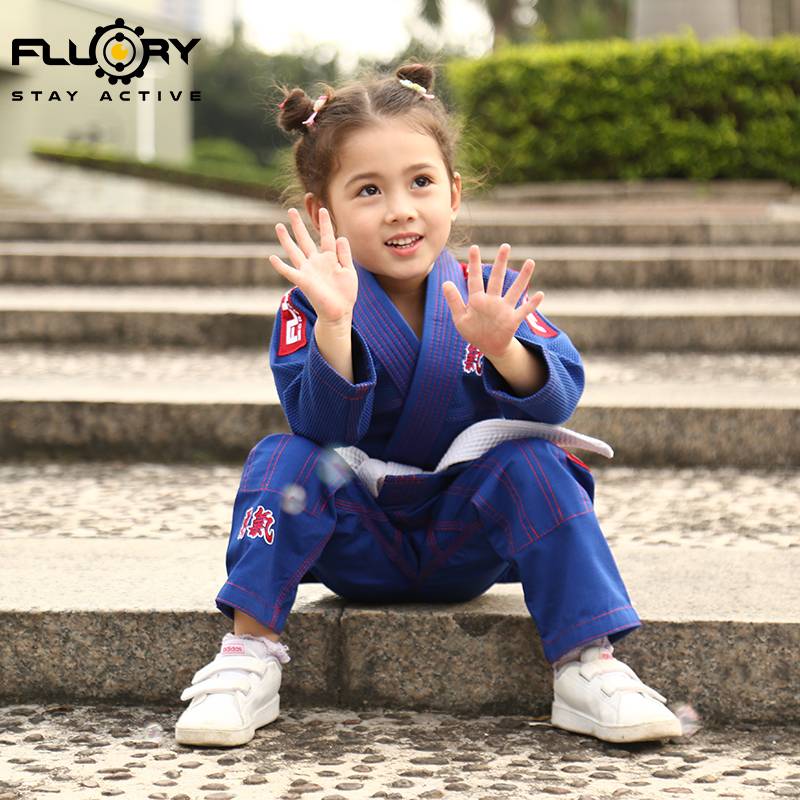 Fluory Fire Blood Brazil Jiu -Jitsu Taoist girl cute embroidery bjj gi Judo clothing professional training service children