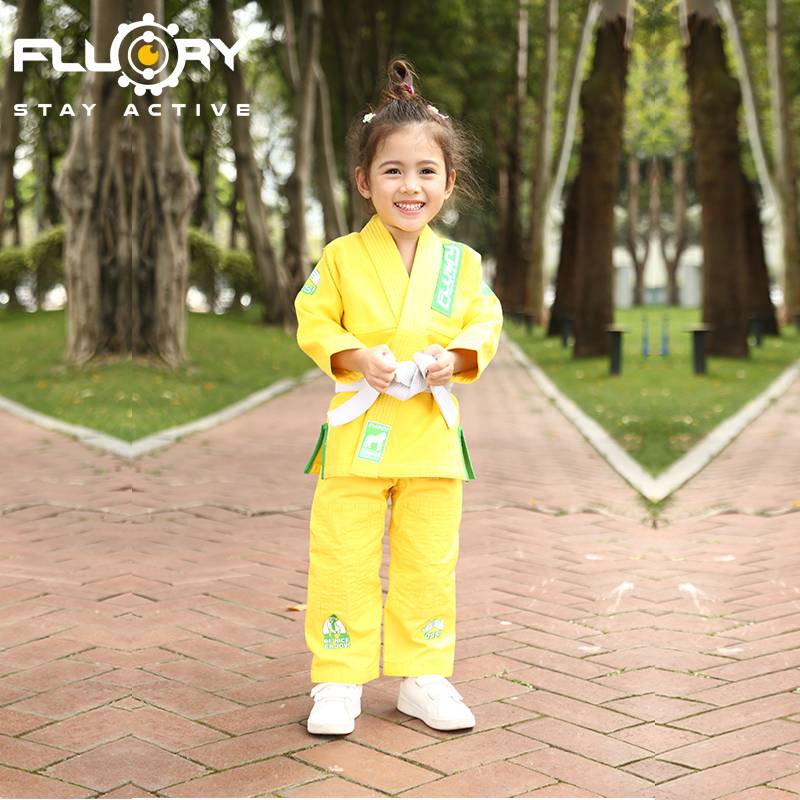 Fluory Fire Blood Brazil Jiu -Jitsu Duvenue cute embroidery bjj gi Judo clothing professional training service boys and girls