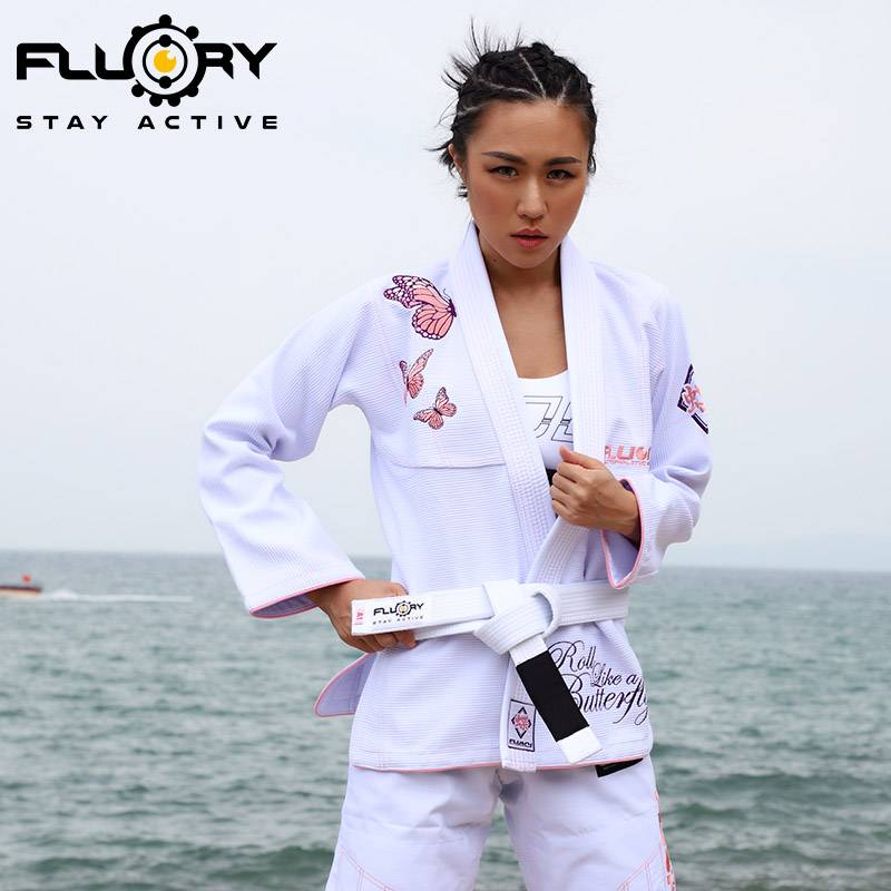 Fluory fire base Brazilian Jiu -Jitsu Taoist women's butterfly embroidered bjj gi Jiu -Judo clothing professional Jiu -Jitsu pink