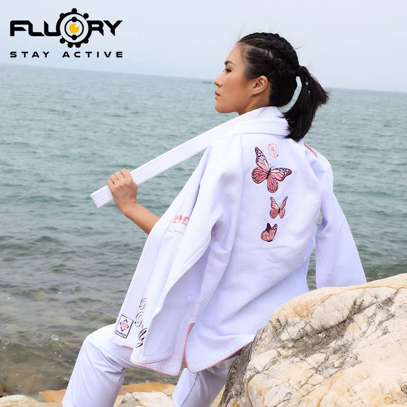 Fluory fire base Brazilian Jiu -Jitsu Taoist women's butterfly embroidered bjj gi Jiu -Judo clothing professional Jiu -Jitsu pink