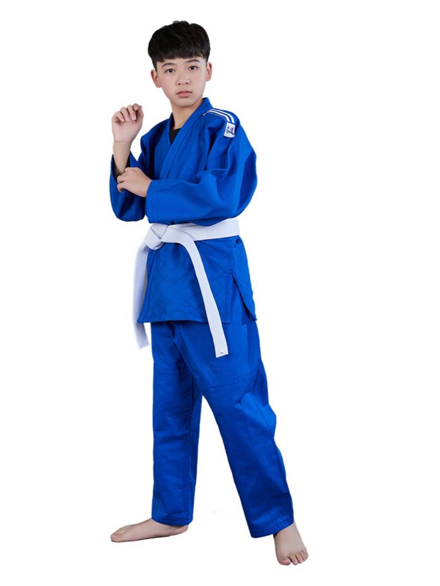 Judo children's adult college students thickened competition service men and women training professional Judo clothes white and blue customization