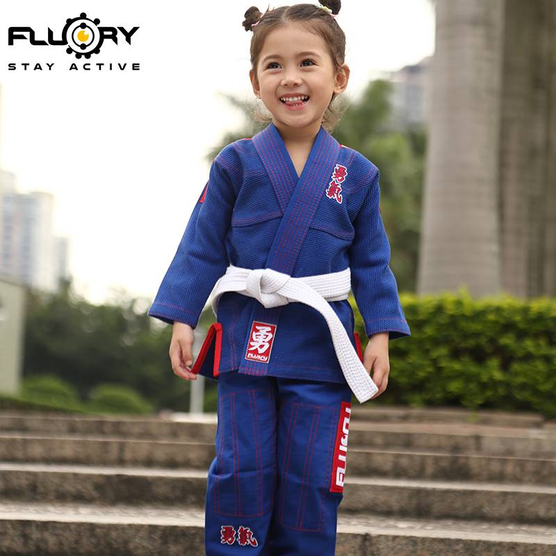 Fluory Fire Blood Brazil Jiu -Jitsu Taoist girl cute embroidery bjj gi Judo clothing professional training service children