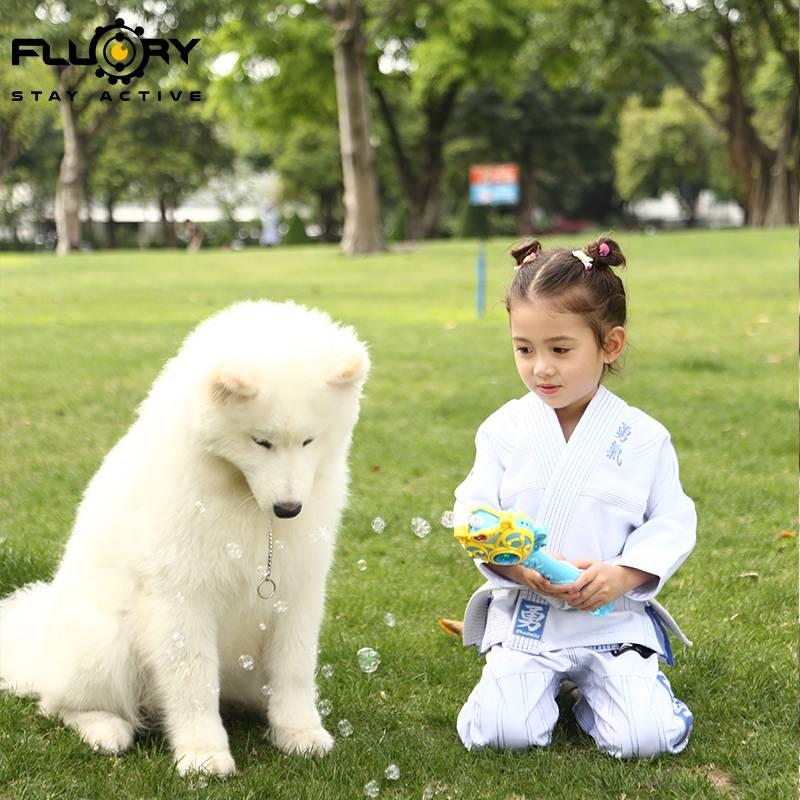 Fluory Fire Blood Brazil Jiu -Jitsu Taoist girl cute embroidery bjj gi Judo clothing professional training service children
