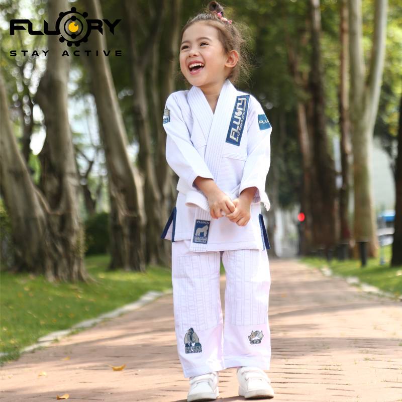 Fluory Fire Blood Brazil Jiu -Jitsu Taoist girl cute embroidery bjj gi Judo clothing children's professional training suit