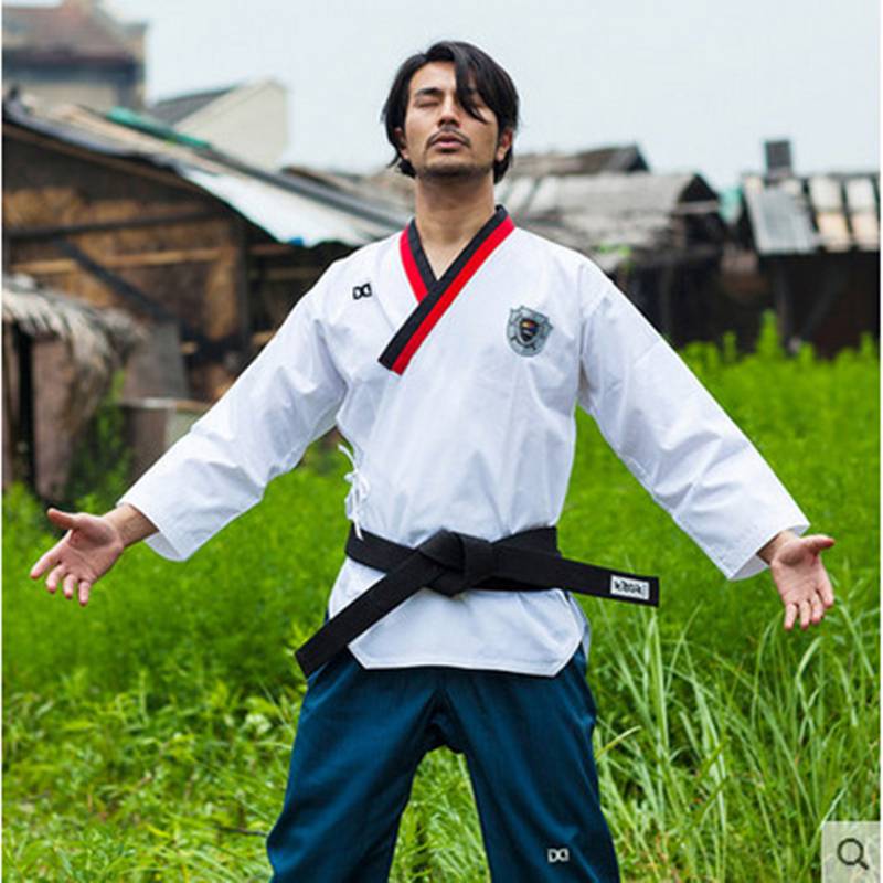 High-end taekwondo costumes for children in summer clothes, adult karate costumes, male and black