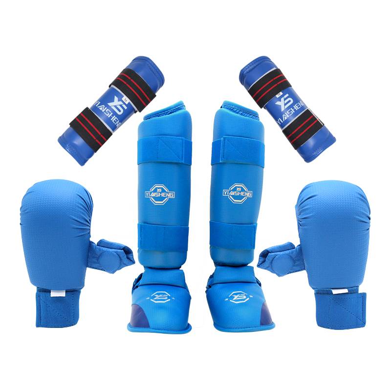 Silver karate, foot back, leg protection