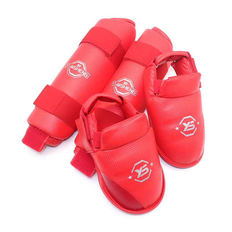 Silver karate, foot back, leg protection