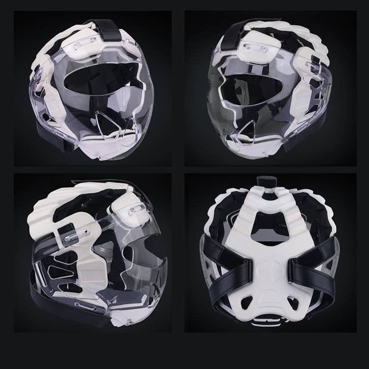 Empty channel helmet adult children Taekwondo head protection professional competition training can regulate the mask protective white