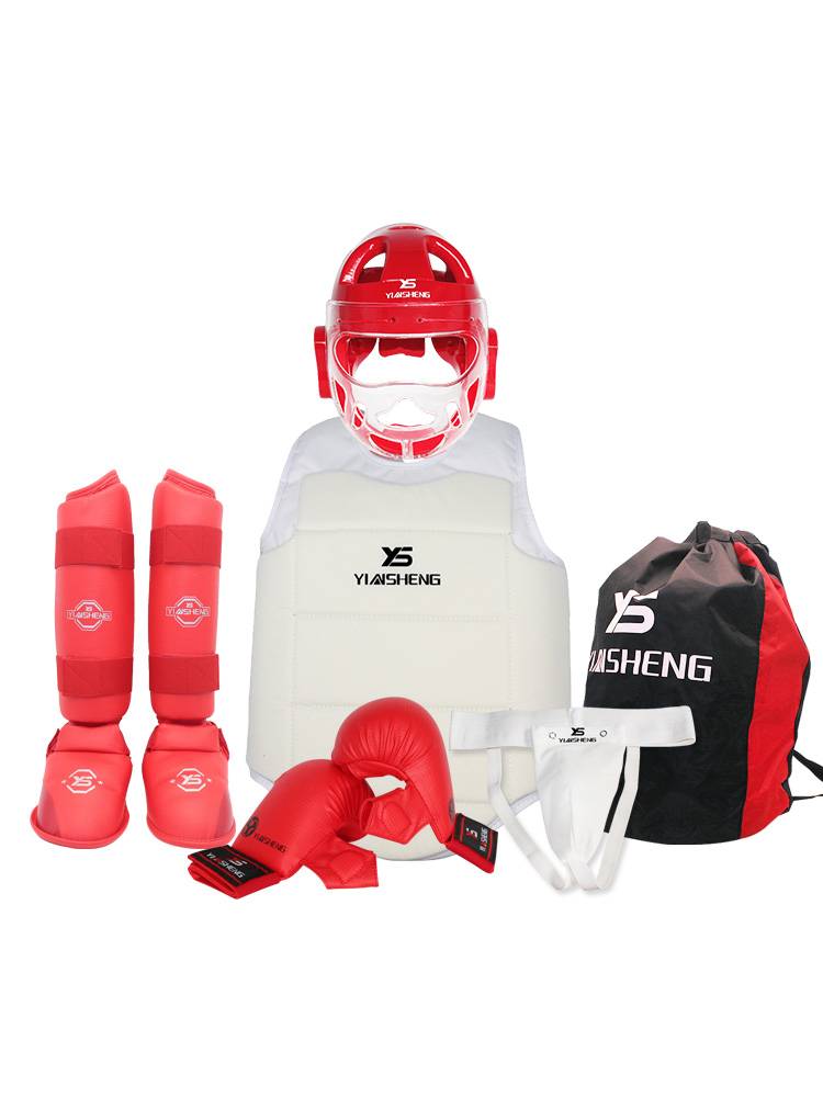 Silver karate protection for children with helmets and hoods