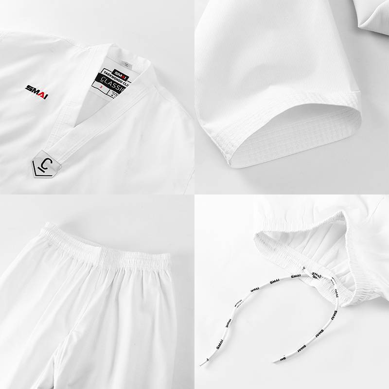 SMAI striped cotton fabric taekwondo clothing youth training service men's and women's competition Museum Taoist Taoism