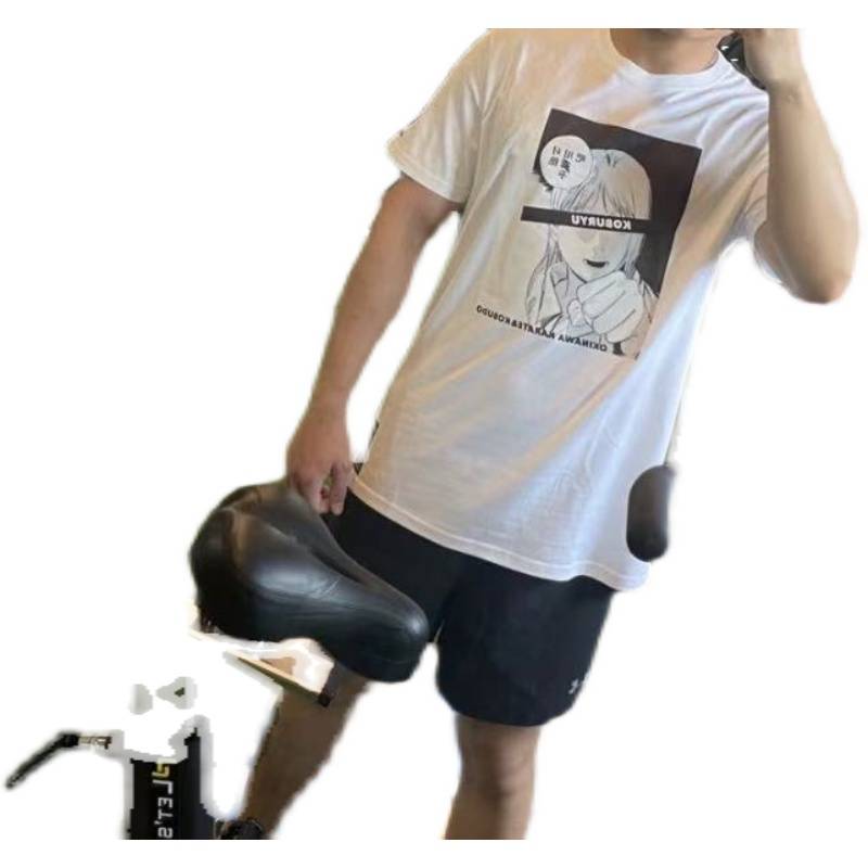 Okinawa Kae -handed Guwu Dao Cultural Shirt Sports T -shirt T -shirt Pure Cotton White Anime Character Yanquan Koburyu