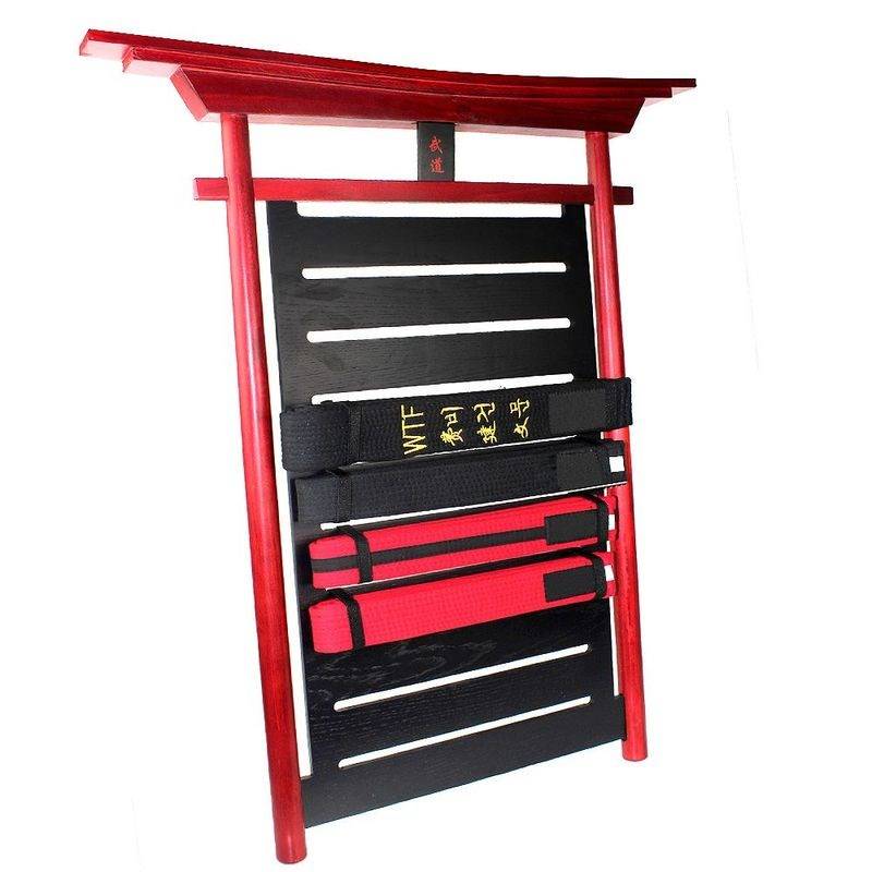 The taekwondo belt shows a wooden embroidery belt for judo karate equipment
