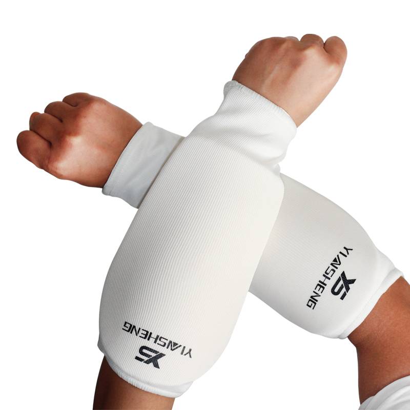 Silver karate arms, elbows, taekwondo fists, leg and air