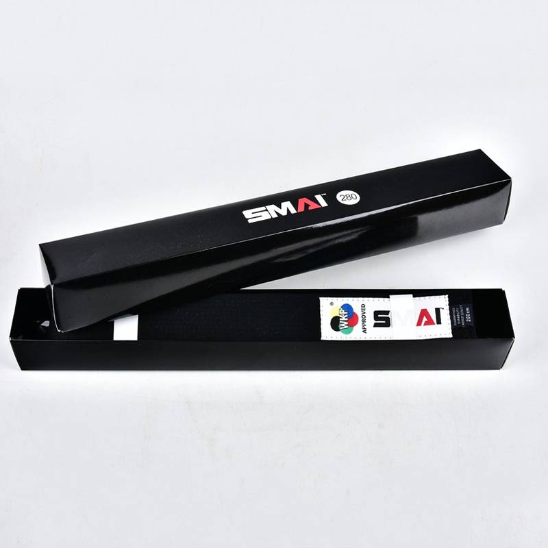 SMAI karate road with WKF authentication black belt pure cotton fabric customized waistband road coach section embroidery