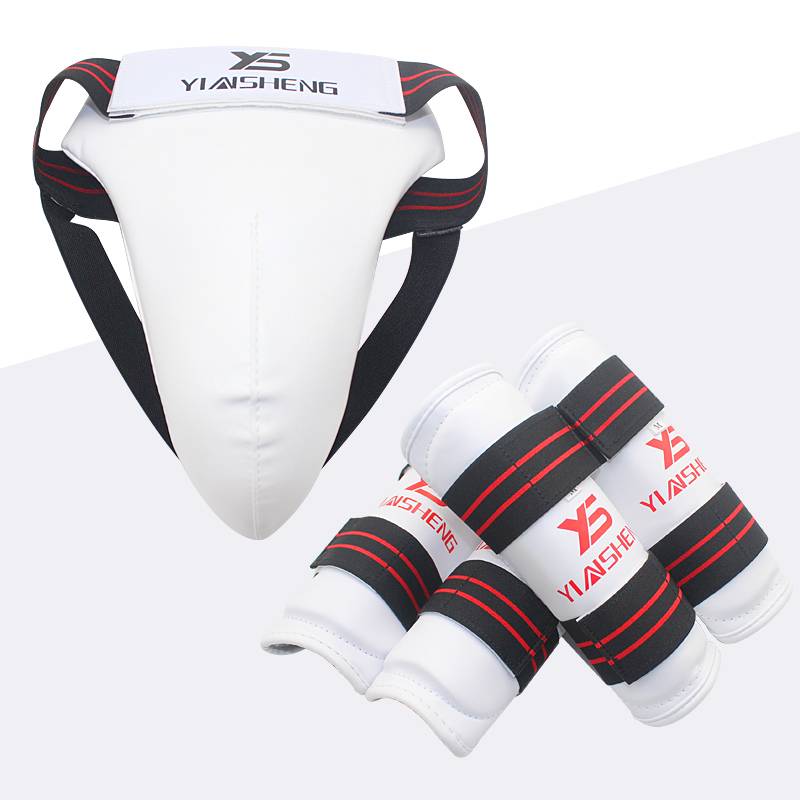 Three sets of silver taekwondo protection, karate boxing