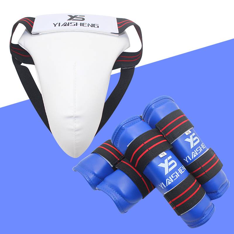 Three sets of silver taekwondo protection, karate boxing