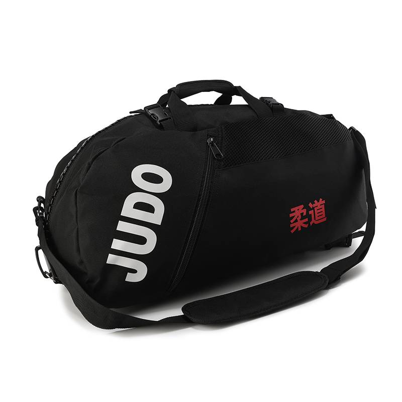 The new black large -capacity karate boxing judo, Taekwondo handicular training gear bag wide zipper backpack