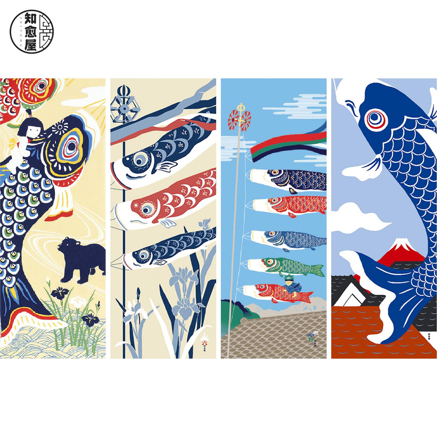 8 Carp Banner May 5 Boy Day Japanese Make -making Moso Head Scarf and Wind fabric hanging paintings Know the House