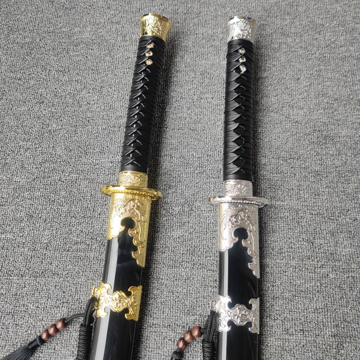 Plastic knife cold steel Tang Hengdao Han Sword Embroidery Spring Knife Samurai Blade Playing Training Pulling Sword Mobs, Toy Toy for Children