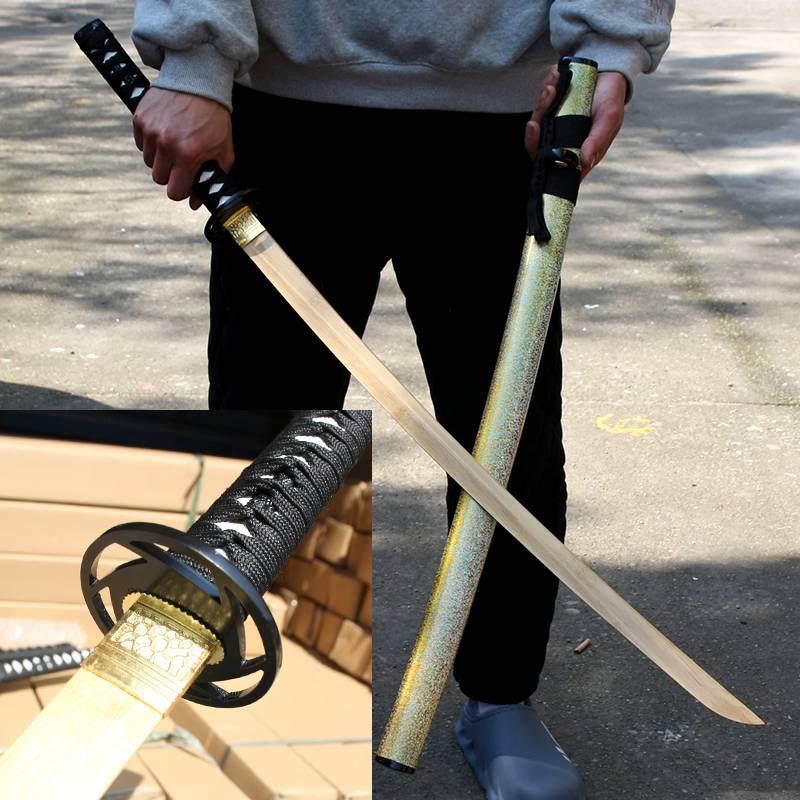 Japanese Wooden Too Swordsman Hosteller Knife Martial Arts exercise Practice Samurai Blade Blade with Sheath Protective Wood and Bamboo Sword