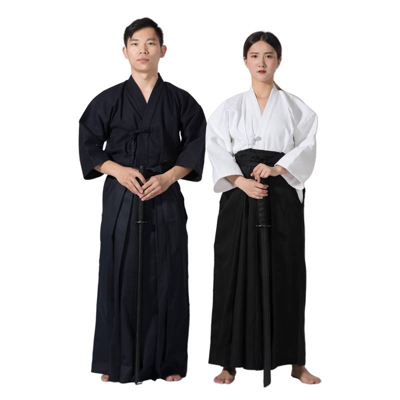 Japanese Kendo clothing men's and women's sets of summer cos all -cotton fabric white top gauze skirt jumpsuit kepto pants