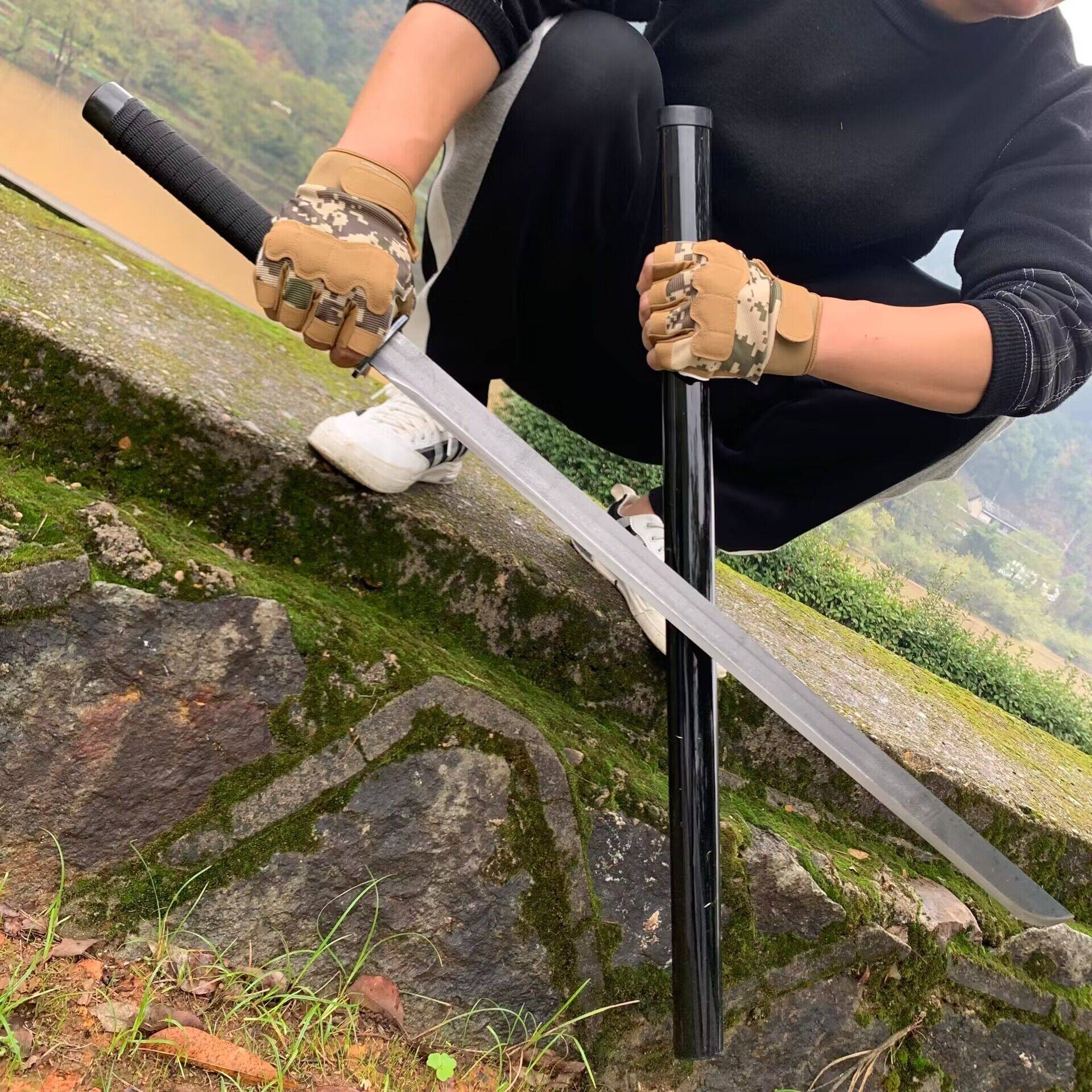 Cutting Mountain Training Kendo Military Knife Straight Horse Blade Tactical Steel Knife Weapon Town House Handmade Forging