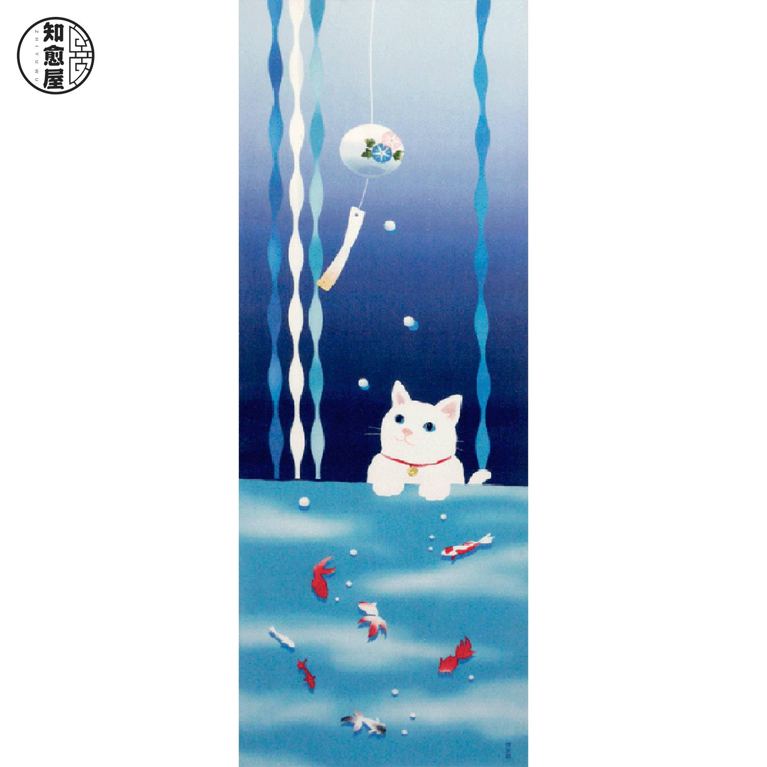 The cat and the house Japanese Yokohama dyed the hands wipe the scarf to know the cream house's headscarf and wind hanging painting