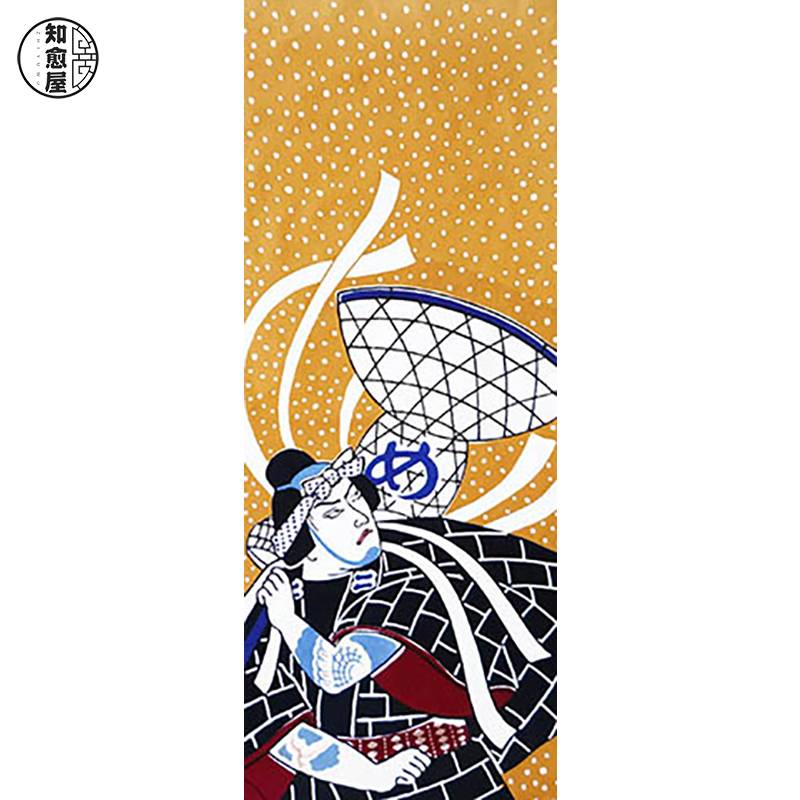 [Zhiyu House] Kabuki character classical fun cloth painting Japanese sword -made headscarf