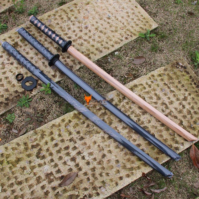 Bring the sheath live wooden sword, Kendo, sword sword martial arts hits training two -knife stream samurai Blade Blade pneumatic bamboo knife