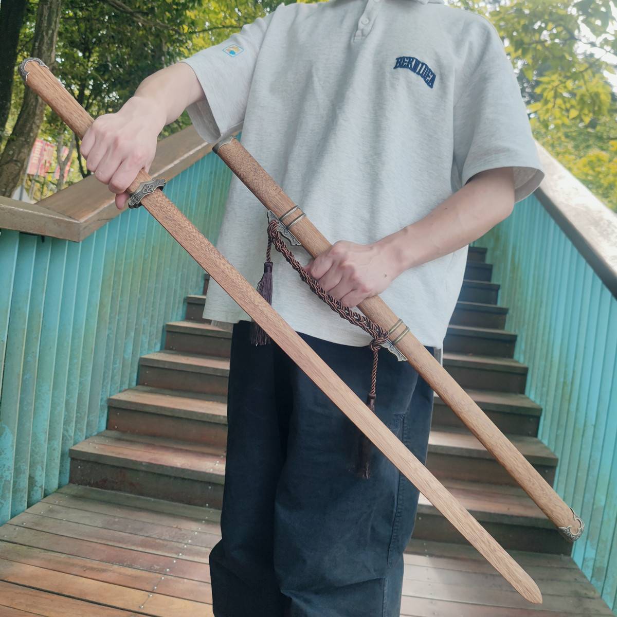 Ancient Wind Net Red Bamboo Sword Han Sword and Wood Sword with Sheath Training Tai Chi Sword Proper Weapon Children's Toys Sword