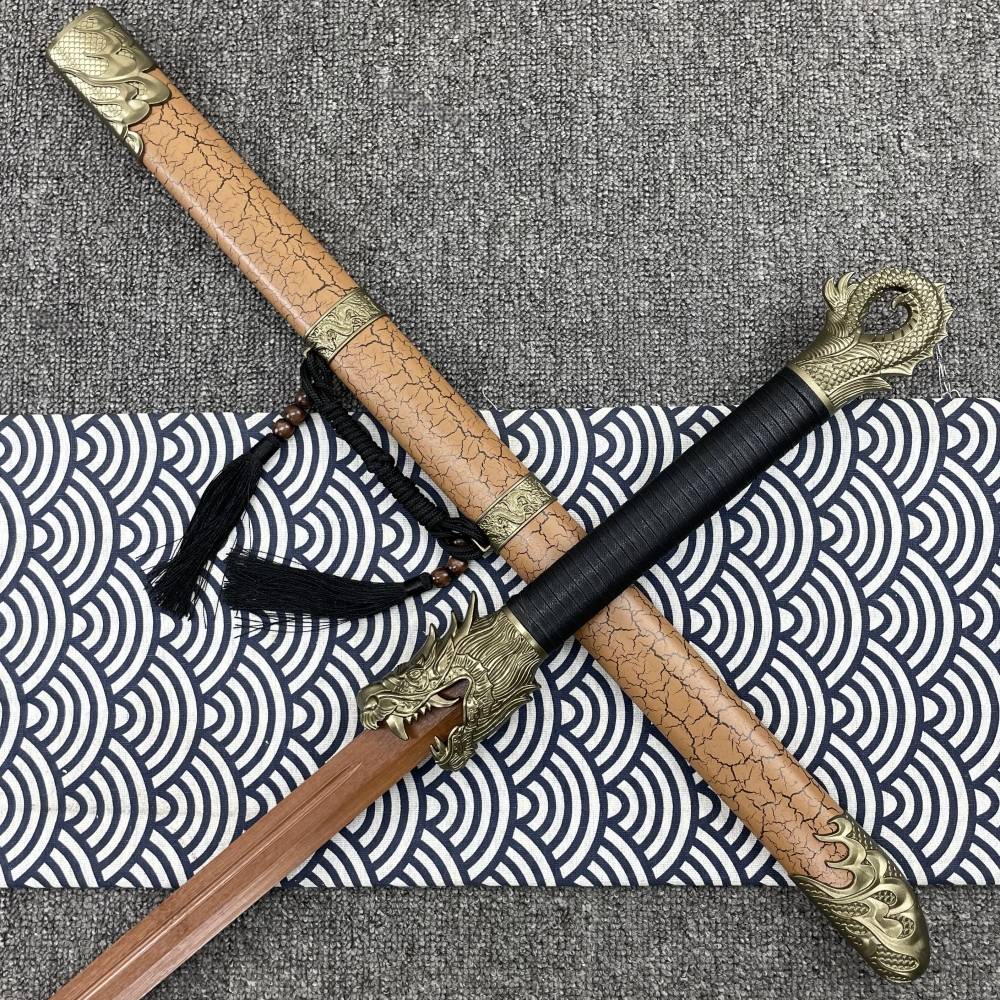 Chinese Wooden Tang Hengdao Wooden Sword with Sheath Training Pulling Sword Ancient Wind Wind Martial Arts Proper Children's Toys Bamboo Wood Sword