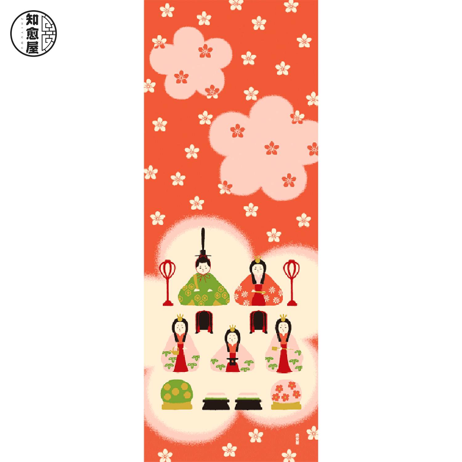 8 Daughter's Day Peach Blossom Festive Frequent Japanese Herita Yokohama dyed hands wipe the scarf to know the healing house, the sword, the headscarf and the wind