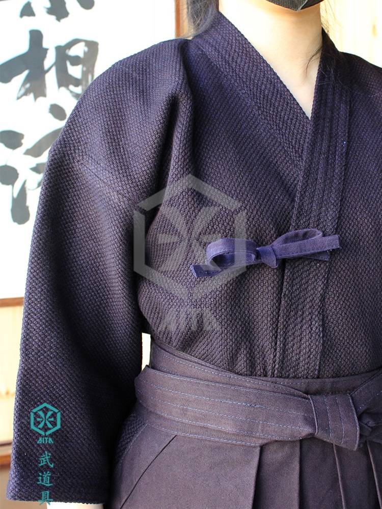 [Martial Arts] [Ren] Blue Dang Double Two Word Cotton Cotton Moso Top