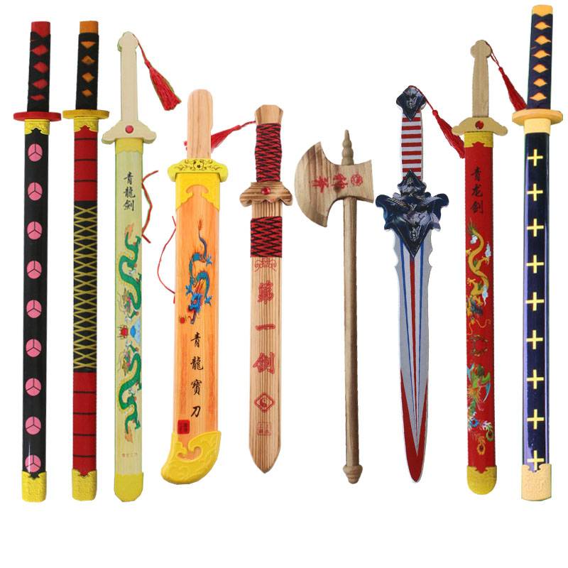 Children's toy sword sword, green dragon sword with sword sheath bamboo wood sword traditional sword props, wooden sword sword swordsman sword