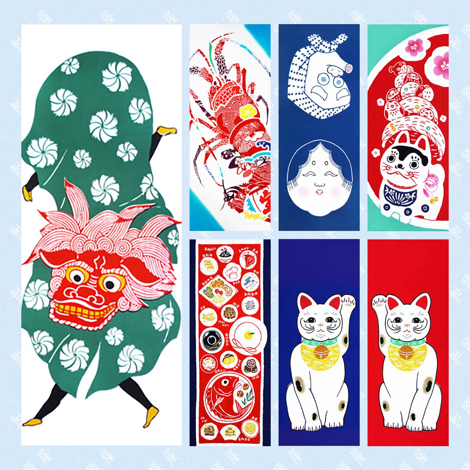 [Zhiyu House] Original Lion Dance Lion Dance Cats Cat Lucky Blessing Japanese Swordsman Head Scarf