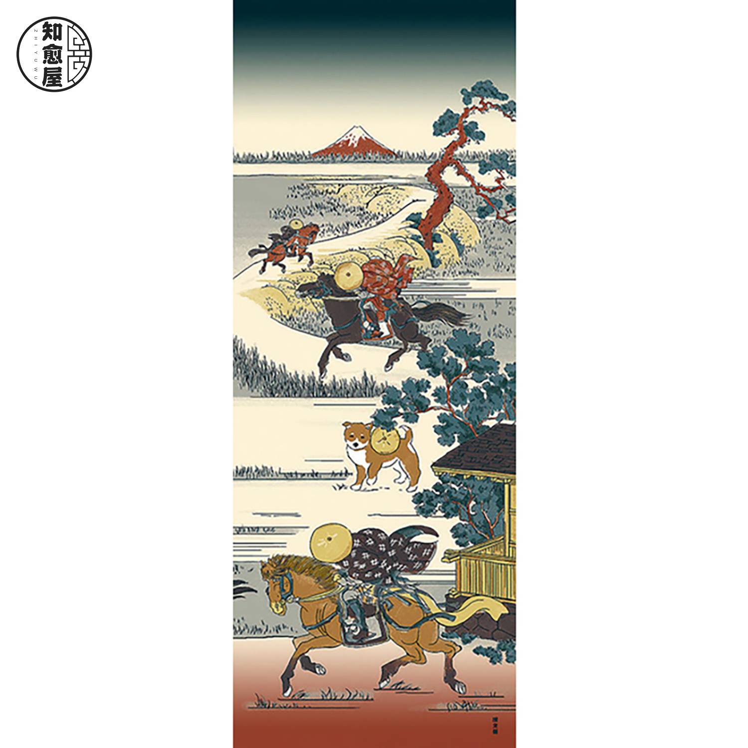 Four Dog Dog Ukiyoshi Douchai Japanese Yokohama Dyeing Hand Wit Wipes to Know the House Sword Dao Taoist Towel and Wind Hanging Painting
