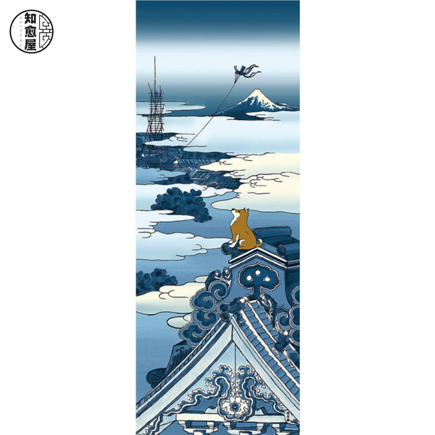 Four Dog Dog Ukiyoshi Douchai Japanese Yokohama Dyeing Hand Wit Wipes to Know the House Sword Dao Taoist Towel and Wind Hanging Painting