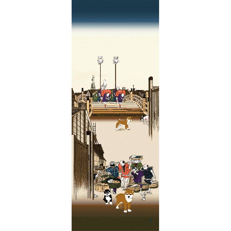 Four Dog Dog Ukiyoshi Douchai Japanese Yokohama Dyeing Hand Wit Wipes to Know the House Sword Dao Taoist Towel and Wind Hanging Painting