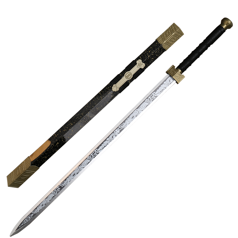 Bamboo Wooden Sword Tang Hengdao Wooden Sword with Sheath Han Sword Headpiece Training Prop