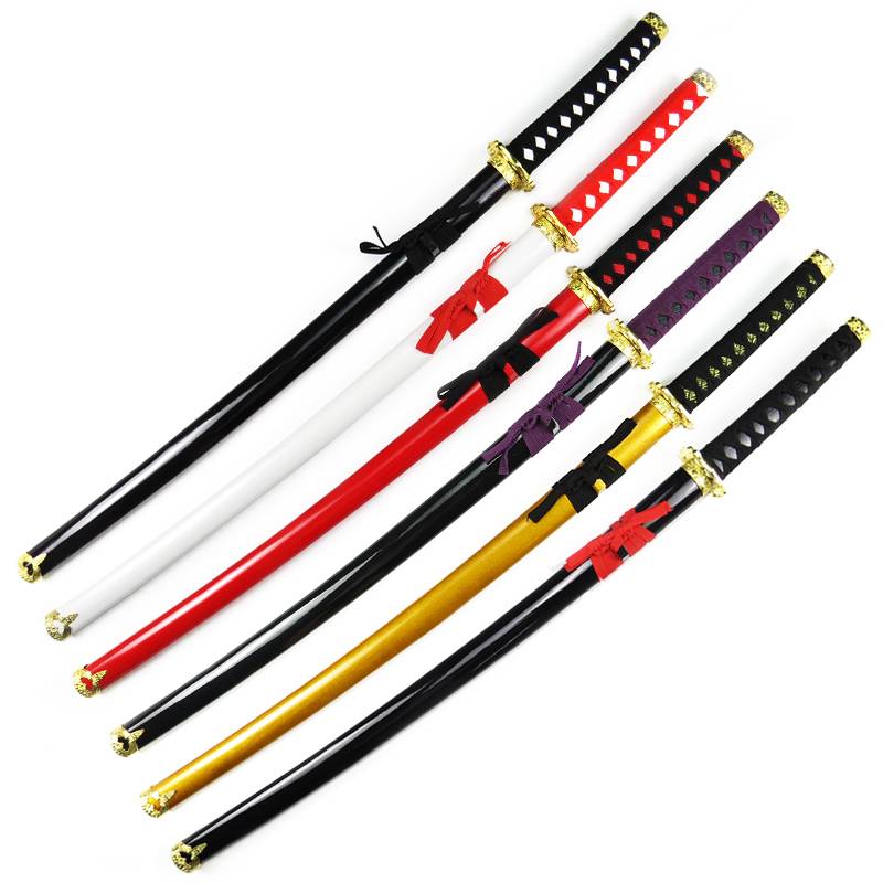 Pulling a sword with a sheath wooden knife, a Japanese samurai blade, a knife, a sword, a kept road, a cos anime children's props, a wooden knife