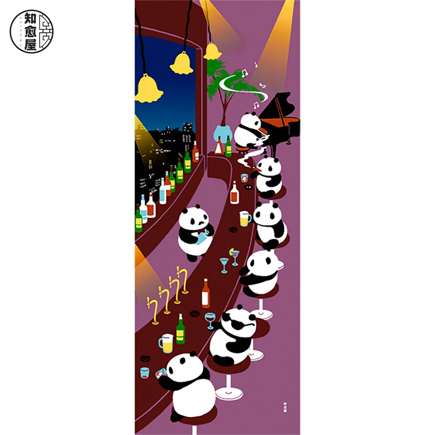 10 panda Panda sunflower playground library Japanese -made kendo headscarfs and wind hanging paintings Zhiyu House